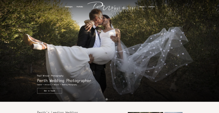 A Screenshot of the Paul Winzar Photography website.
