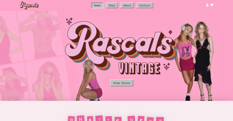A Screenshot of the Rascals Vintage website.