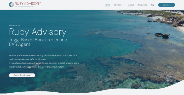 A Screenshot of the Ruby Advisory website.